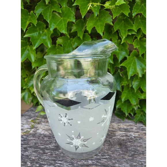 Anchor Hocking Atomic Snowflake Glass Pitcher w/ Ice Lip - Retro MCM  Mid-Centur - Picture 3 of 4